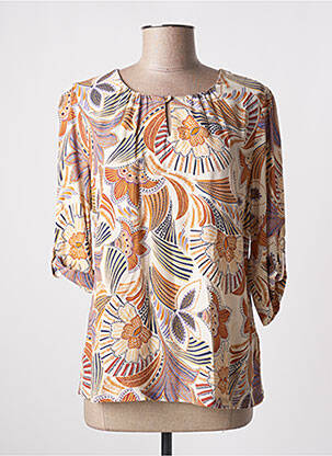 Blouse imprimé fantaisie manches 3/4 beige DIANE LAURY femme