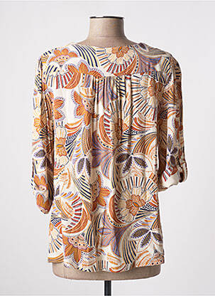 Blouse imprimé fantaisie manches 3/4 beige DIANE LAURY femme