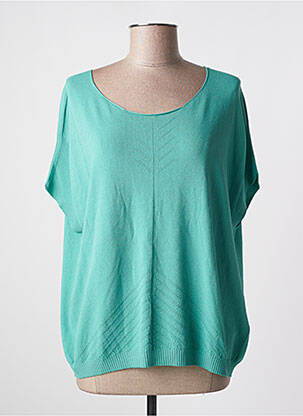 Pull col rond manches courtes vert DEVERNOIS femme