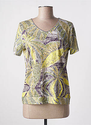 T-shirt col v manches courtes vert DIANE LAURY femme