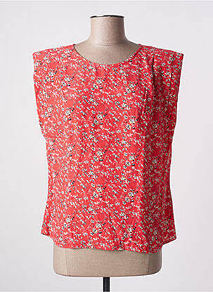 Blouse imprimé fleurs manches courtes rouge JULIE GUERLANDE femme