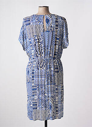 Robe mi-longue imprimé fantaisie manches courtes bleu JULIE GUERLANDE femme