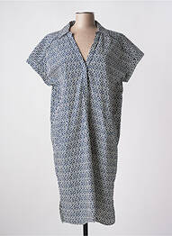 Robe mi-longue imprimé fantaisie manches courtes bleu DEVERNOIS femme