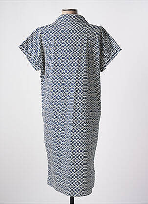 Robe mi-longue imprimé fantaisie manches courtes bleu DEVERNOIS femme