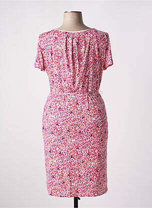 Robe mi-longue imprimé fantaisie manches courtes rose JULIE GUERLANDE femme