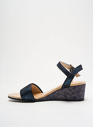 Sandales/nu pieds tissage satiné talon de 4 à 6cm bleu ALFA femme