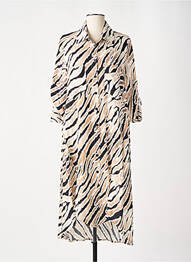 Robe mi-longue coupe fluide manches 3/4 beige PLEASE femme