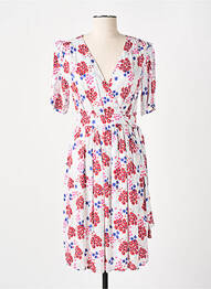 Robe mi-longue imprimé fleurs manches courtes rouge LOLA ESPELETA femme