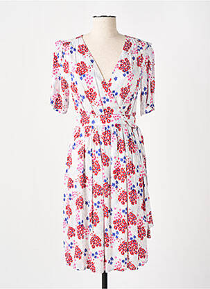 Robe mi-longue imprimé fleurs manches courtes rouge LOLA ESPELETA femme