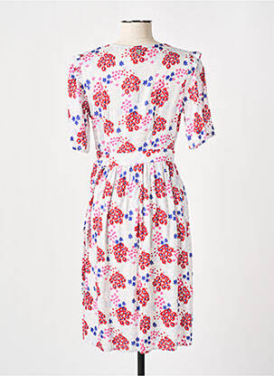 Robe mi-longue imprimé fleurs manches courtes rouge LOLA ESPELETA femme