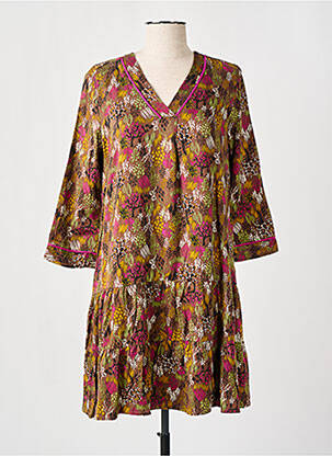Robe courte manches 3/4 manches 3/4 marron LOLA ESPELETA femme