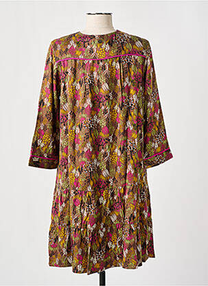 Robe courte manches 3/4 manches 3/4 marron LOLA ESPELETA femme