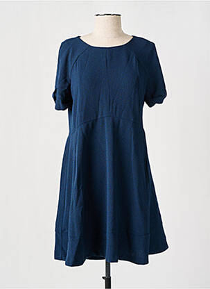 Robe courte fermeture zippée au dos manches courtes bleu EDC femme