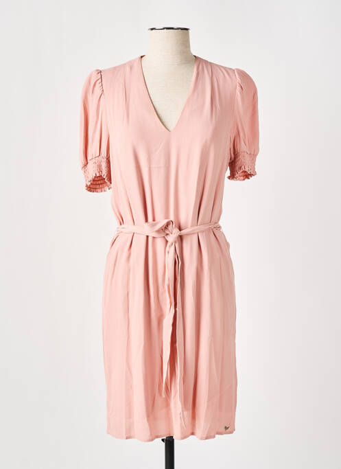 Robe mi-longue coupe fluide manches courtes rose LES P'TITES BOMBES femme