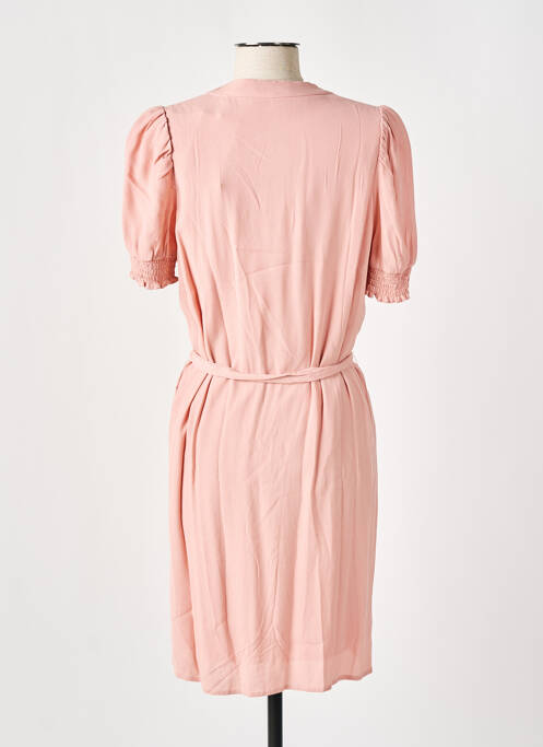 Robe mi-longue coupe fluide manches courtes rose LES P'TITES BOMBES femme