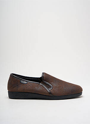 Chaussons/pantoufles tissage satiné talon plat jusqu'à 3cm marron SEMELFLEX femme