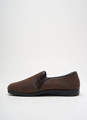 Chaussons/pantoufles tissage satiné talon plat jusqu'à 3cm marron SEMELFLEX femme