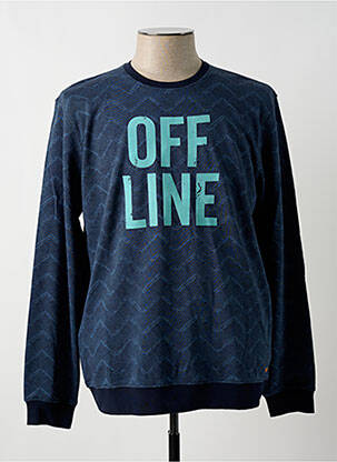 Sweat-shirt tissage jersey manches longues bleu EDC homme