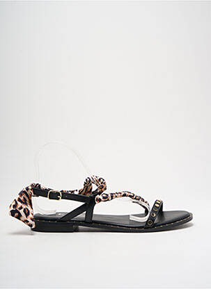 Sandales/nu pieds chiquet talon plat jusqu'à 3cm noir ELUE PAR NOUS femme