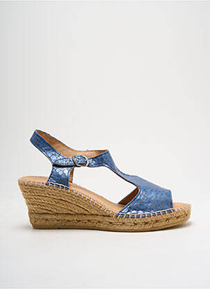 Espadrilles tissage satiné talon de 4 à 6cm bleu JOSE TOLEDO femme