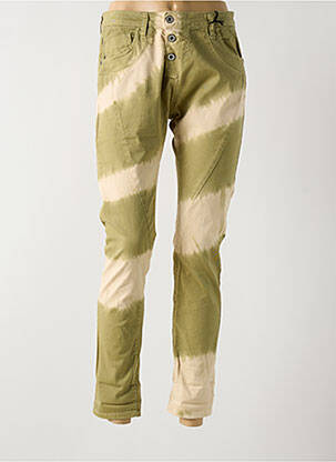 Jeans coupe slim stretch taille basse vert PLEASE femme