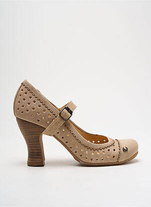 Escarpins tissage satiné talon de 7 à 9cm beige GOLD BUTTON femme