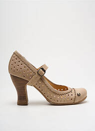 Escarpins tissage satiné talon de 7 à 9cm beige GOLD BUTTON femme