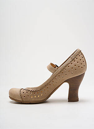 Escarpins tissage satiné talon de 7 à 9cm beige GOLD BUTTON femme