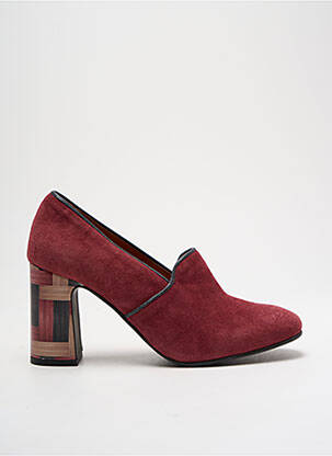 Mocassins nubuck talon de 4 à 6cm violet GOLD BUTTON femme
