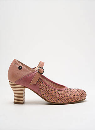 Escarpins tissage satiné talon de 4 à 6cm rose GOLD BUTTON femme