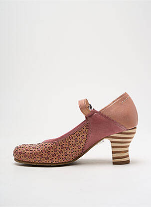 Escarpins tissage satiné talon de 4 à 6cm rose GOLD BUTTON femme
