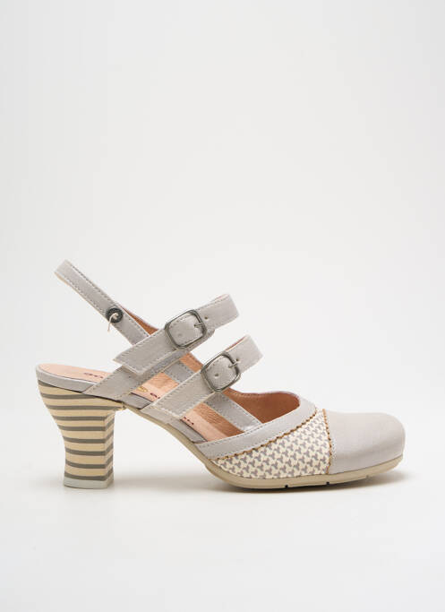 Sandales/nu pieds matière lisse talon de 4 à 6cm gris GOLD BUTTON femme