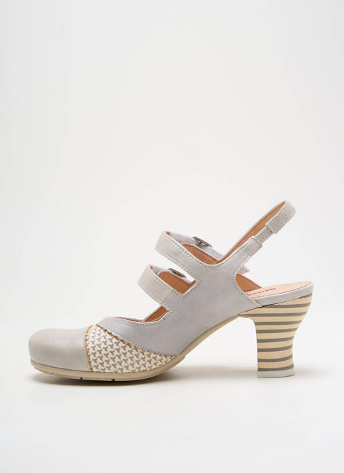 Sandales/nu pieds matière lisse talon de 4 à 6cm gris GOLD BUTTON femme