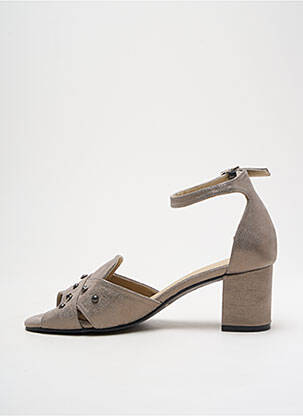 Sandales/nu pieds tissage satiné talon de 4 à 6cm marron DORKING femme