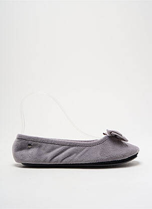 Chaussons/pantoufles tissage velours talon plat jusqu'à 3cm gris ISOTONER femme