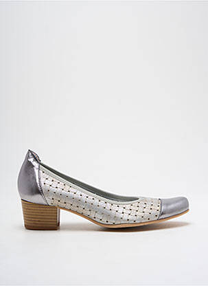 Ballerines carré talon de 4 à 6cm argent UN TOUR EN VILLE femme
