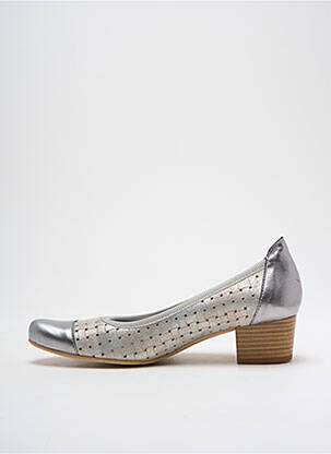 Ballerines carré talon de 4 à 6cm argent UN TOUR EN VILLE femme