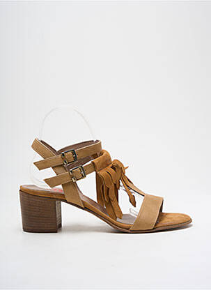 Sandales/nu pieds matière lisse talon de 4 à 6cm marron BISOUS CONFITURE femme