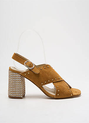 Sandales/nu pieds tissage satiné talon de 4 à 6cm marron MARROQUI SANCHEZ femme