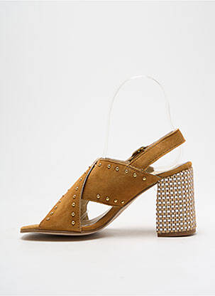 Sandales/nu pieds tissage satiné talon de 4 à 6cm marron MARROQUI SANCHEZ femme