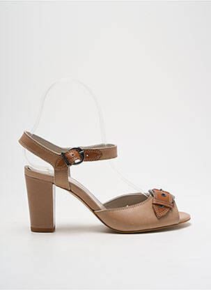 Sandales/nu pieds matière lisse talon de 4 à 6cm marron PERLATO femme