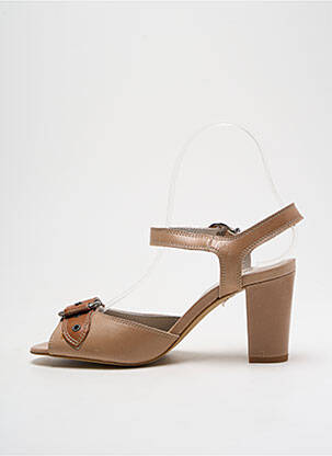 Sandales/nu pieds matière lisse talon de 4 à 6cm marron PERLATO femme