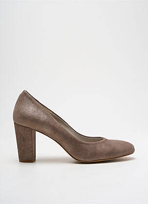Escarpins tissage satiné talon de 4 à 6cm marron PERLATO femme