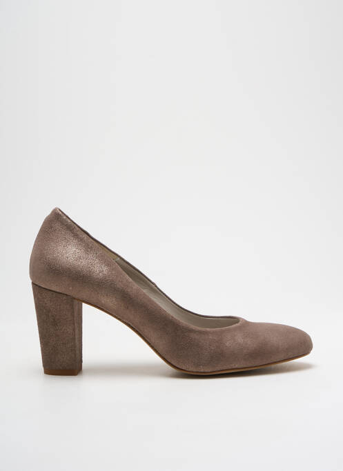 Escarpins tissage satiné talon de 4 à 6cm marron PERLATO femme