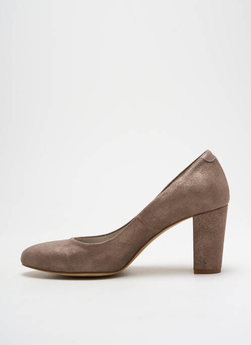 Escarpins tissage satiné talon de 4 à 6cm marron PERLATO femme