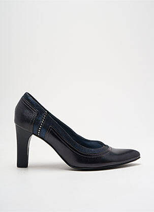 Escarpins tissage satiné talon de 4 à 6cm bleu UN TOUR EN VILLE femme