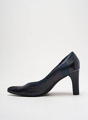 Escarpins tissage satiné talon de 4 à 6cm bleu UN TOUR EN VILLE femme