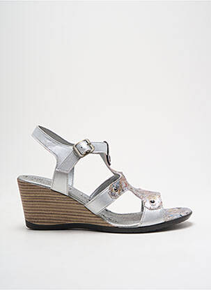 Sandales/nu pieds matière lisse talon de 4 à 6cm argent UN TOUR EN VILLE femme