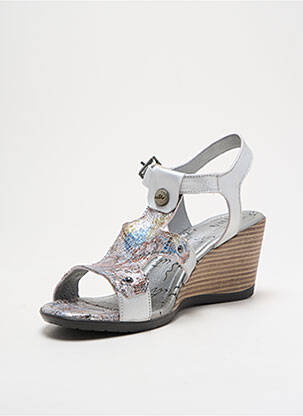 Sandales/nu pieds tissage satiné talon de 4 à 6cm argent UN TOUR EN VILLE femme