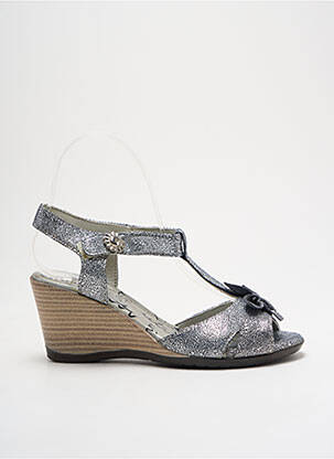 Sandales/nu pieds tissage satiné talon de 4 à 6cm argent UN TOUR EN VILLE femme